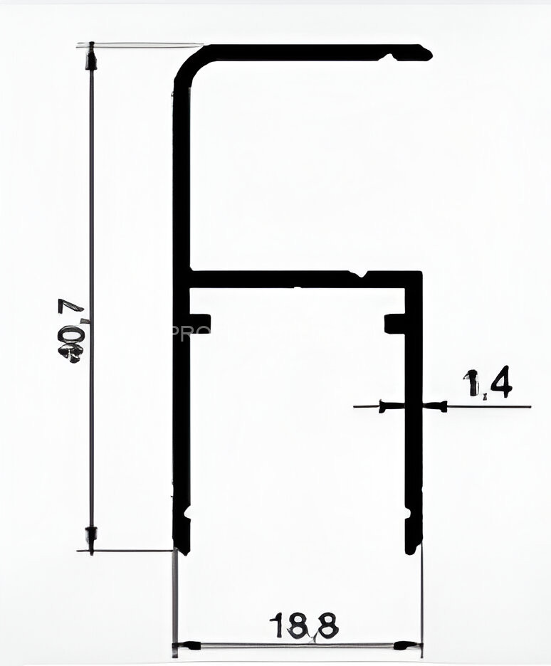 Алюминиевый угловой профиль 18.8х40.7 мм анодированный под ЛДСП панель 16 мм Диал СТП-003 серебро 3 м