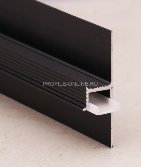 Алюминиевый теневой плинтус скрытого монтажа для светодиодных лент ПО-143 черный матовый 2,7 м
