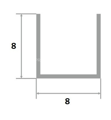 П-профиль алюминиевый 8х8 мм П-8х8 серебро матовое 2,7 м