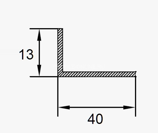 Алюминиевый уголок 40х13 мм ПБ40х13 серебро матовое 3 м