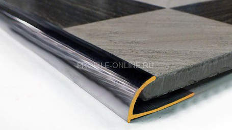 Латунный С-профиль для плитки 10 мм ЛР-9,5 хром 270 см