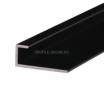 Алюминиевый П-образный профиль для стекла 5 мм ПО-111 черный матовый 2.7 м