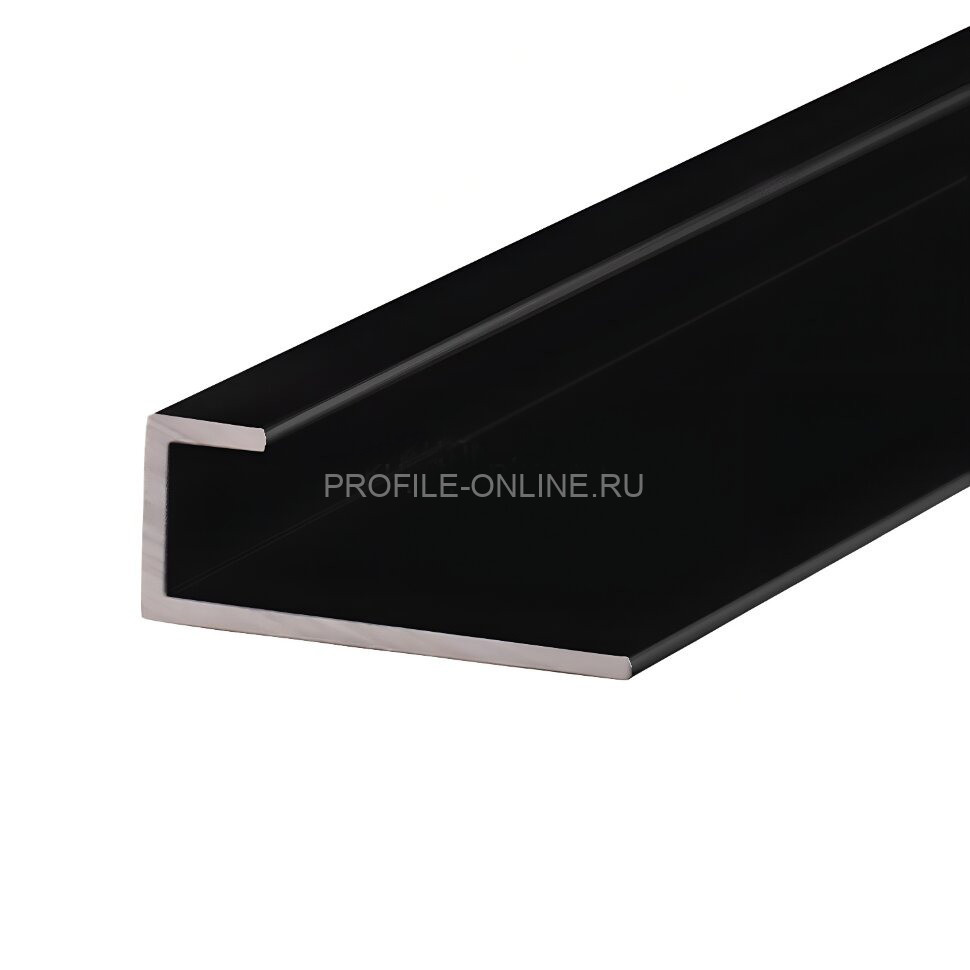 Алюминиевый П-образный профиль для стекла 5 мм ПО-111 черный матовый 2.7 м