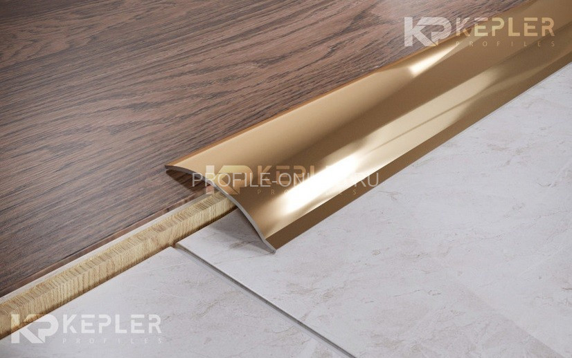 Нержавеющий разноуровневый порог стальной 45 мм FAP 4 GP золото полированное 270 см