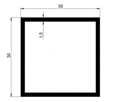 Алюминиевый бокс квадратный 30х30х1,5 мм 3 м