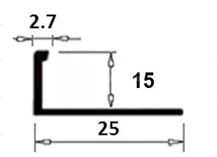 Латунный L-профиль гибкий TRD 150 OC 15 хром 2,7м