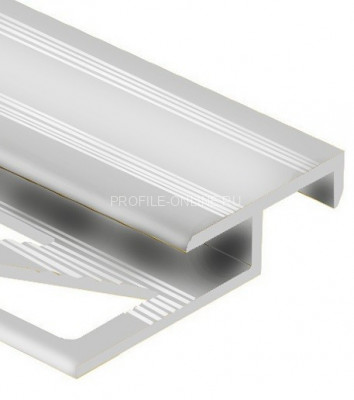 Алюминиевый Т-образный профиль закладной лестничный 20х10 мм PV51-02 серебро матовое 2,7 м