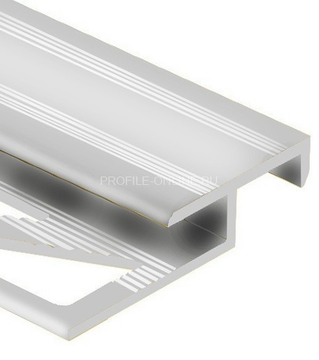 Алюминиевый Т-образный профиль закладной лестничный 20х10 мм PV51-02 серебро матовое 2,7 м