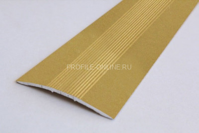 Одноуровневый порог алюминиевый с рифлением 39 мм А5 КР Золото 2,7 м (упаковка 10 штук)
