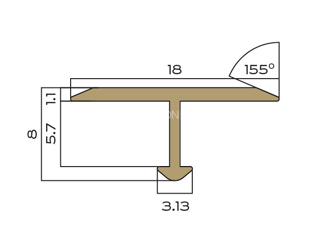 Латунный Т-образный профиль плоский 18 мм NEEXY PVL36-03 BAO брашированный 2.7м