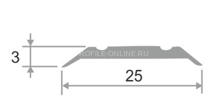 Алюминиевый порог одноуровневый с насечками 25 мм ПО-25 серебро глянец 2,7 м