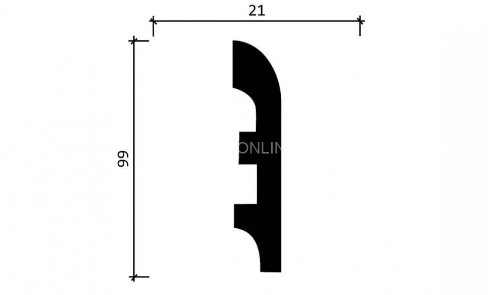 Напольный плинтус 99х21 мм Decor-Dizayn DD41 полистирол белый, под покраску 2 м