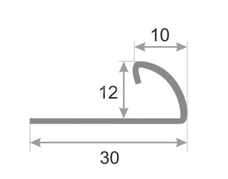 С-профиль из нержавеющей стали (раскладка) SR003-12H серебро глянец 2,7 м
