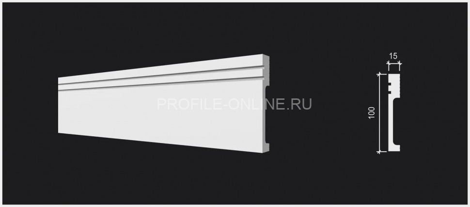 Напольный плинтус 100х15 мм Decor-Dizayn DD719 полистирол белый, под покраску 2 м