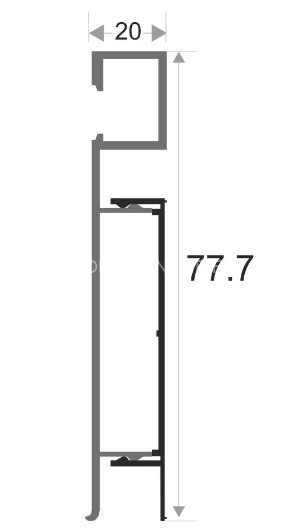 Наружный уголок металлический для напольного плинтуса с подсветкой ПЛС-80 серебро матовое