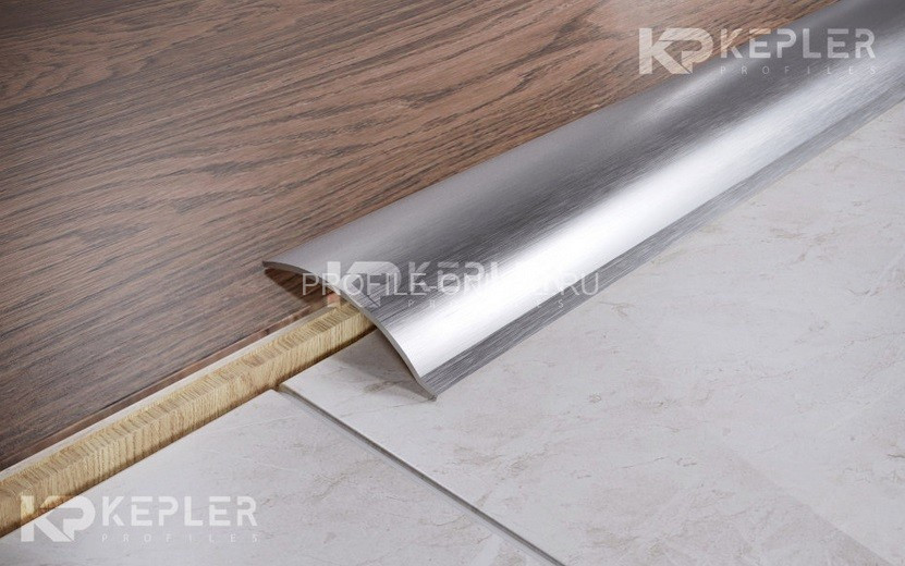 Нержавеющий разноуровневый порог стальной 45 мм FAP 4 M сатинированная сталь 270 см