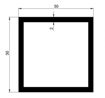 Алюминиевый бокс квадратный 30х30х2 мм 3 м