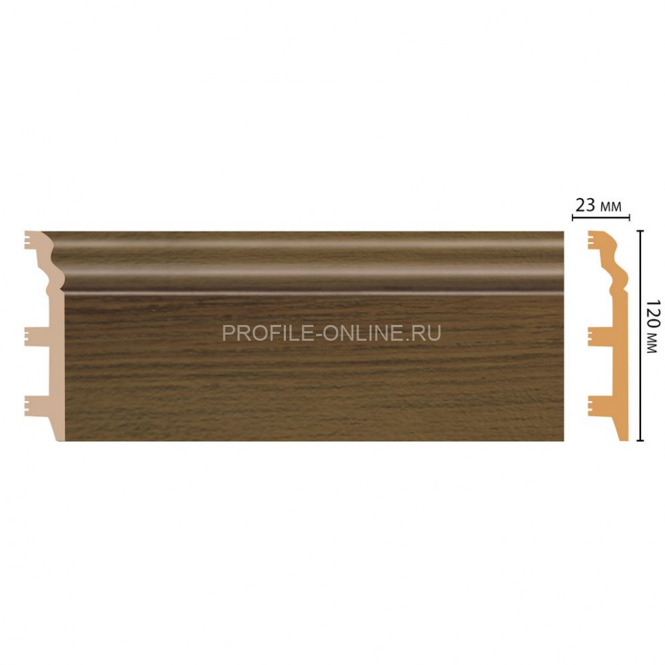 Плинтус напольный полистирол Дуб тёмный DECOMASTER D233-88 ШК/8 (120x23x2400)