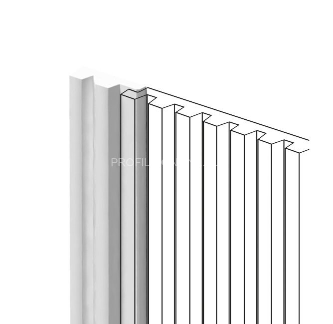 Финишный молдинг для стеновых панелей 11х34 мм HiWood LF129A NP белый 270 см