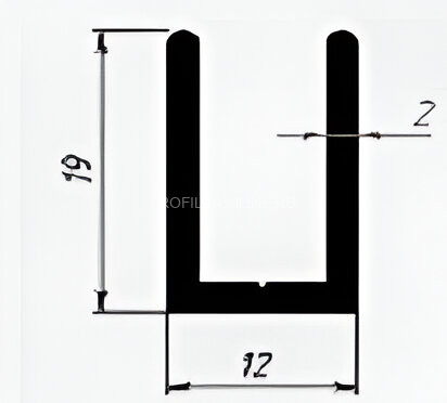 Алюминиевый П-образный профиль 12х19 мм анодированный под ЛДСП панель Диал черный 3 м