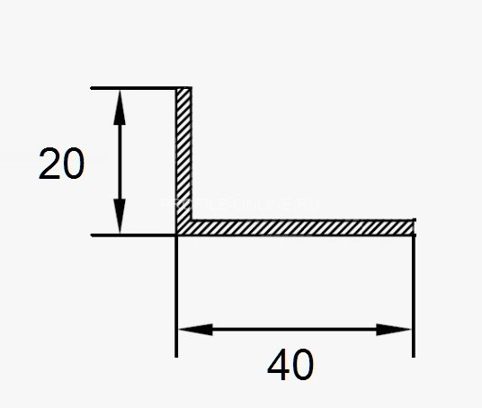 Алюминиевый уголок 40х20 мм ПБ40х20 серебро матовое 2,7 м