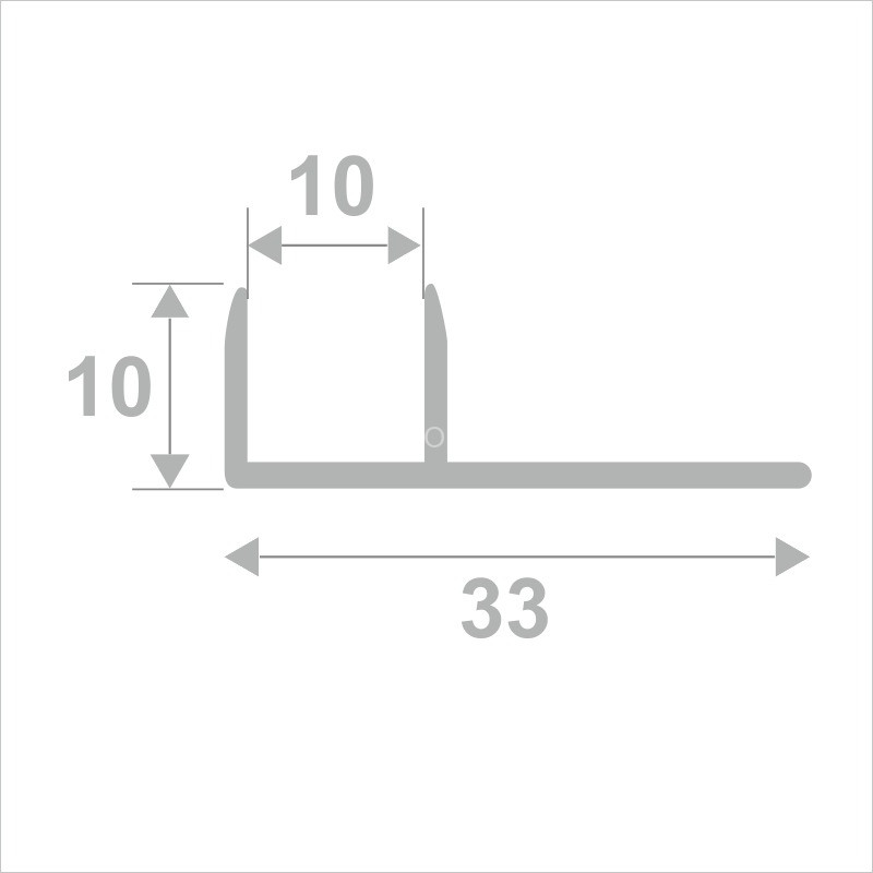 Алюминиевый П-образный профиль для стекла 10х10 мм ПО-211 серебро матовое 2.7 м