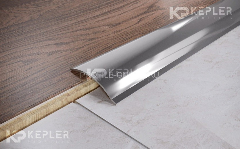 Нержавеющий разноуровневый порог стальной 45 мм FAP 4 P полированная сталь 270 см