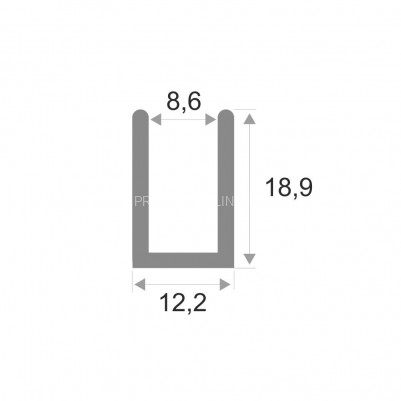 П-профиль 9 мм из алюминия для стекла ПО-145 черный матовый 2.7 м