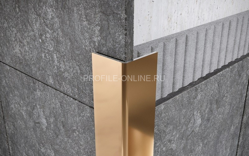 Нержавеющий уголок стальной 10х10 мм FL 10 GP золото полированное 270 см