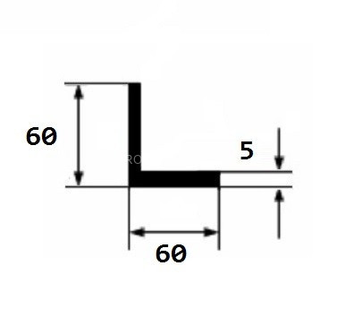 Уголок алюминиевый 60х60х5 мм равнополочный 3 м