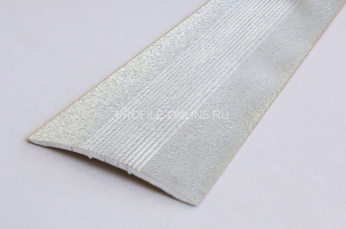 Одноуровневый порог алюминиевый с рифлением 39 мм А5 КР Люкс серебро люкс 2,7 м (упаковка 10 штук)