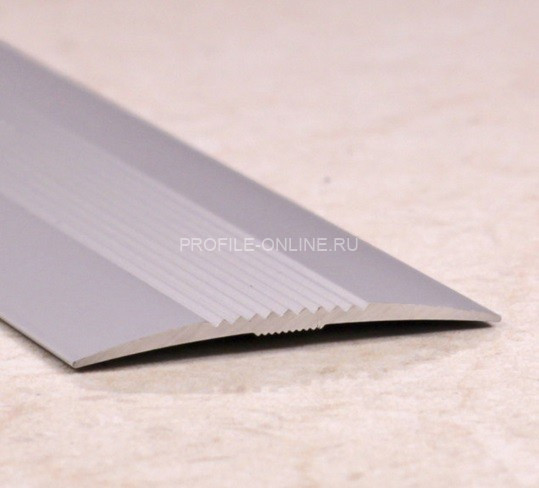 Алюминиевый порог одноуровневый с рифлением 37 мм ПО-37 без покрытия 2,7 м