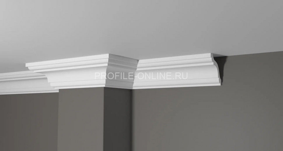 Декоративный плинтус для потолка 76х73 мм Decor-Dizayn DD44 полистирол белый, под покраску 2 м