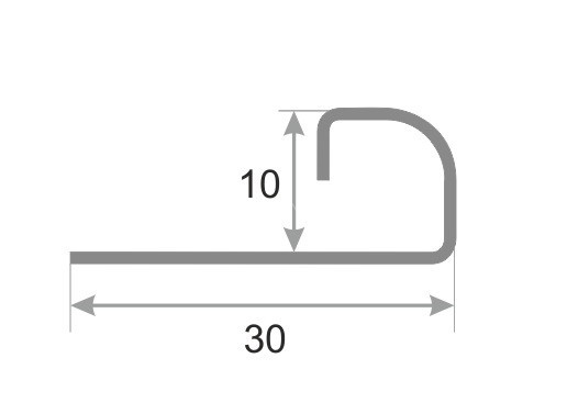 С-профиль из нержавеющей стали (раскладка) SR029-10H серебро глянец 2,7 м