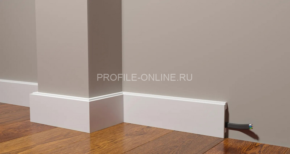 Напольный плинтус 80х16 мм Decor-Dizayn DD723 полистирол белый, под покраску 2 м