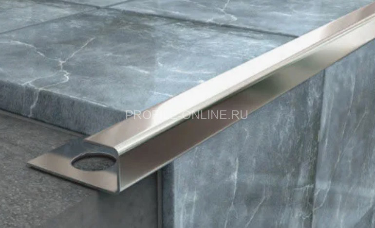 Окантовочный П-образный нержавеющий профиль стальной 10 мм ОК-10 полированный 2,7 м