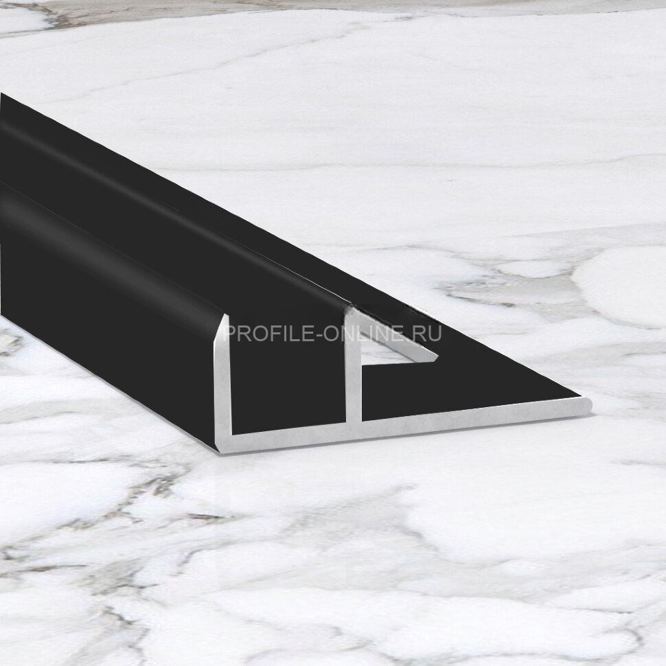 Алюминиевый П-образный профиль для стекла 10х10 мм ПО-211 черный матовый 2.7 м