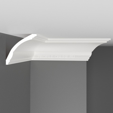Декоративный плинтус потолочный гладкий Decomaster D100 Дюропрофиль 69х69х2000 мм белый под покраску