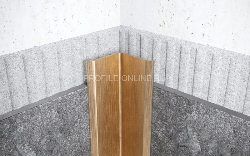 Нержавеющий уголок стальной внутренний с загнутыми краями 30х30 мм FV 30 GS золото сатинированное 300 см