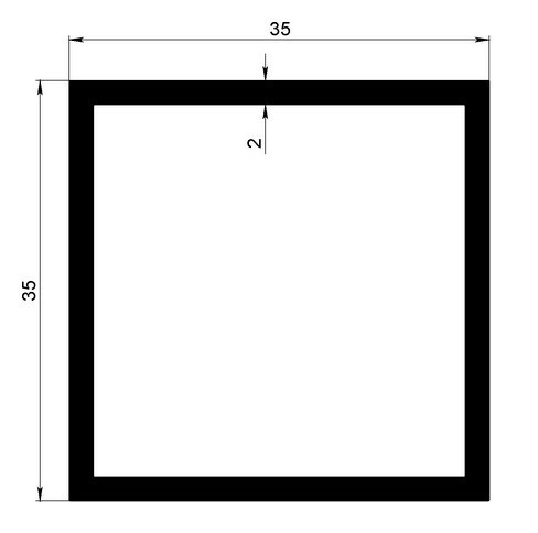 Алюминиевый бокс квадратный 35х35х2 мм 3 м