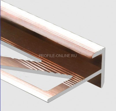 Алюминиевый профиль F-образный с рифлением 10 мм PV53-15 розовый блестящий 2,7 м