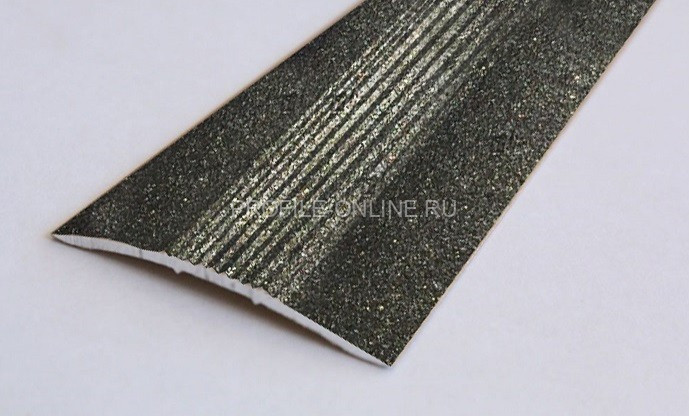 Одноуровневый порог алюминиевый с рифлением 39 мм А5 КР Люкс черный металлик 2,7 м (упаковка 10 штук)