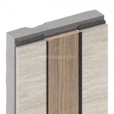 Алюминиевый Т-профиль вставка разделительный Decaro D009.3A Black черный для стен и потолка 3 м