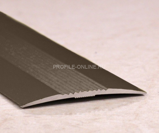 Алюминиевый порог одноуровневый с рифлением 37 мм ПО-37 бронза глянец 2,7 м