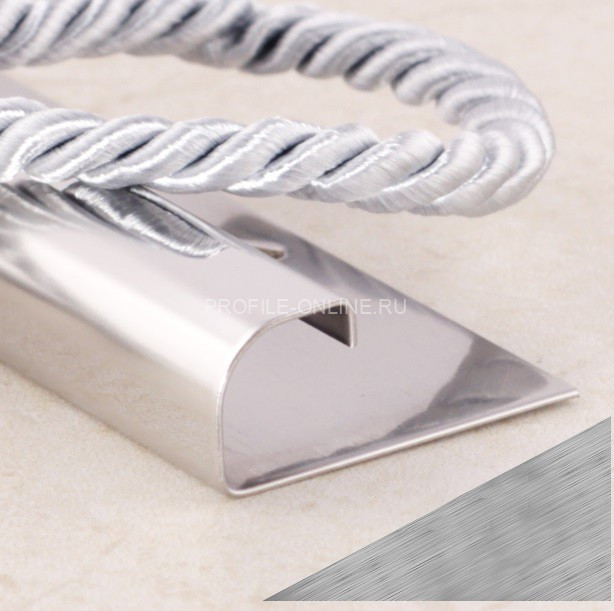 С-профиль из нержавеющей стали (раскладка) SR029-10H серебро глянец браш 2,7 м