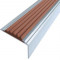 Алюминиевый угловой противоскользящий порог с резиновой вставкой 20х38 мм АУ-38 без покрытия коричневый 2,7 м