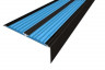 Алюминиевый противоскользящий угловой порог 70х22 мм с резиновыми вставками АУ-70-Анод черный-голубой 3 м