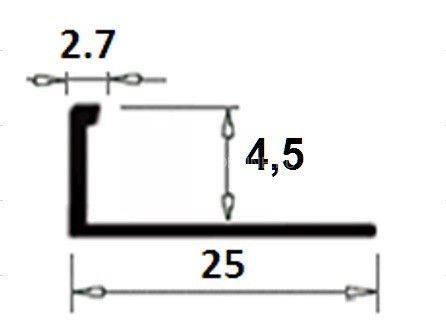 Латунный L-профиль гибкий TRD 45 ON 4,5 полированный 2,7м