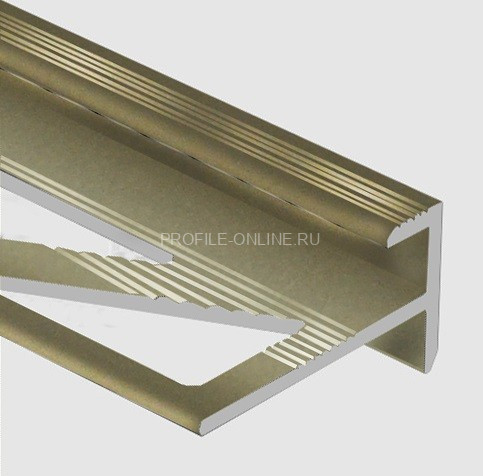 Алюминиевый профиль F-образный с рифлением 10 мм PV53-16 титан матовый 2,7 м
