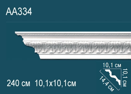 Потолочный плинтус с орнаментом Перфект AA334 белый из полиуретана 101х144х101 мм 240 см